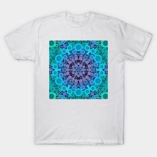 Dot Mandala Flower Blue Green and Purple T-Shirt